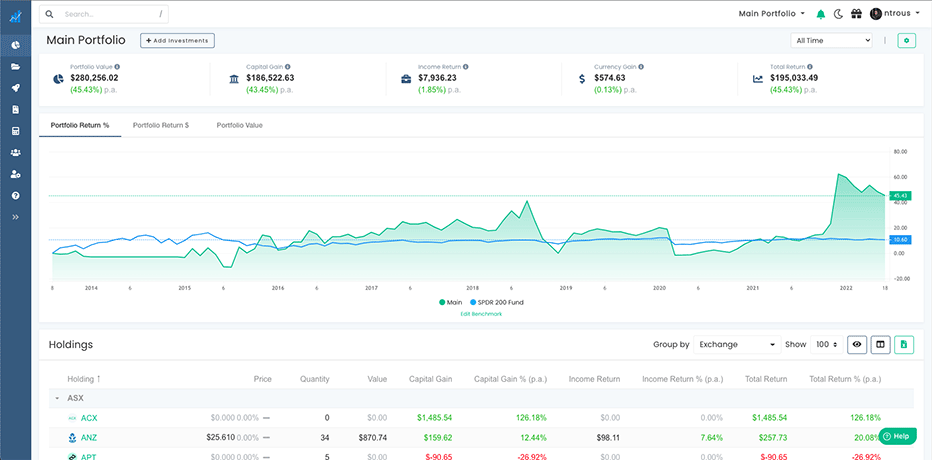 Main Portfolio Screen